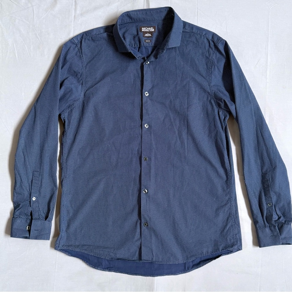Men’s Michael Kors‎ Slim Fit Button Down Shirt Navy Blue Size Large